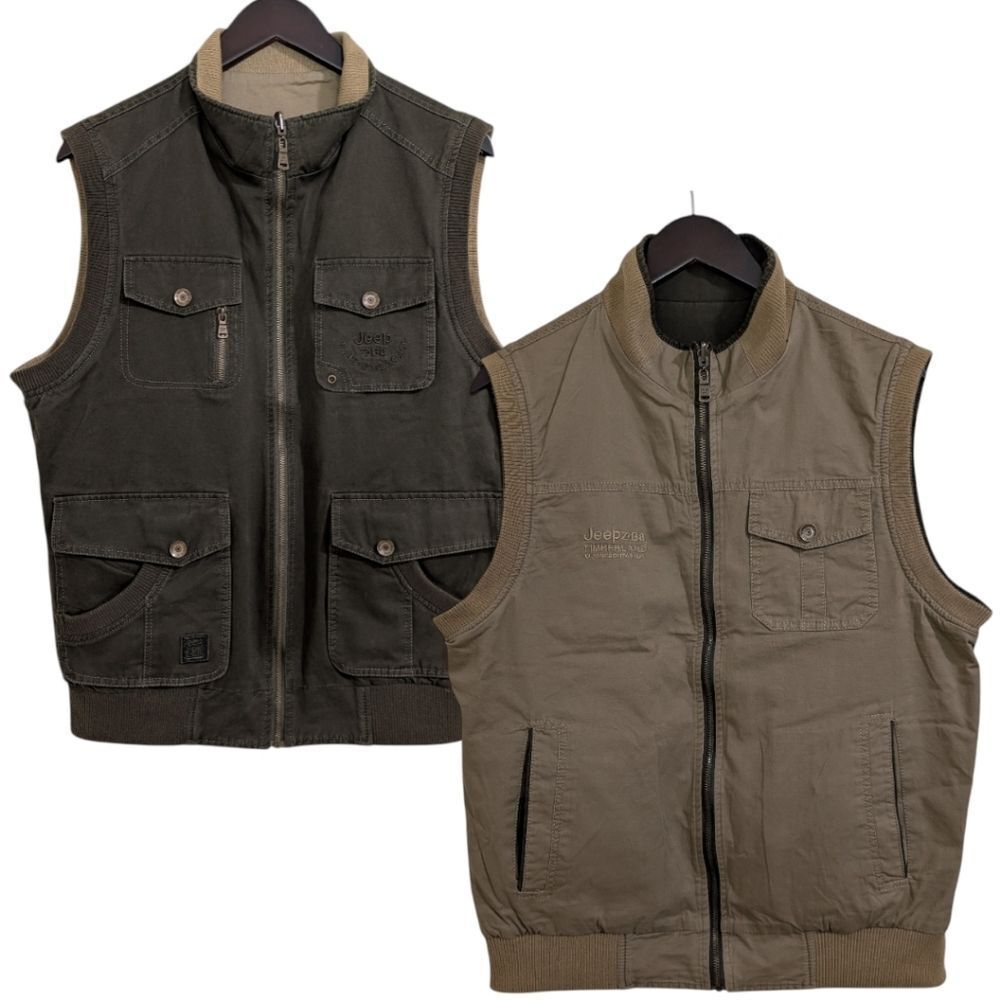 Jeep Z•Ba Reversible Cargo/Utility Vest - Tan/Brown Men's XXL